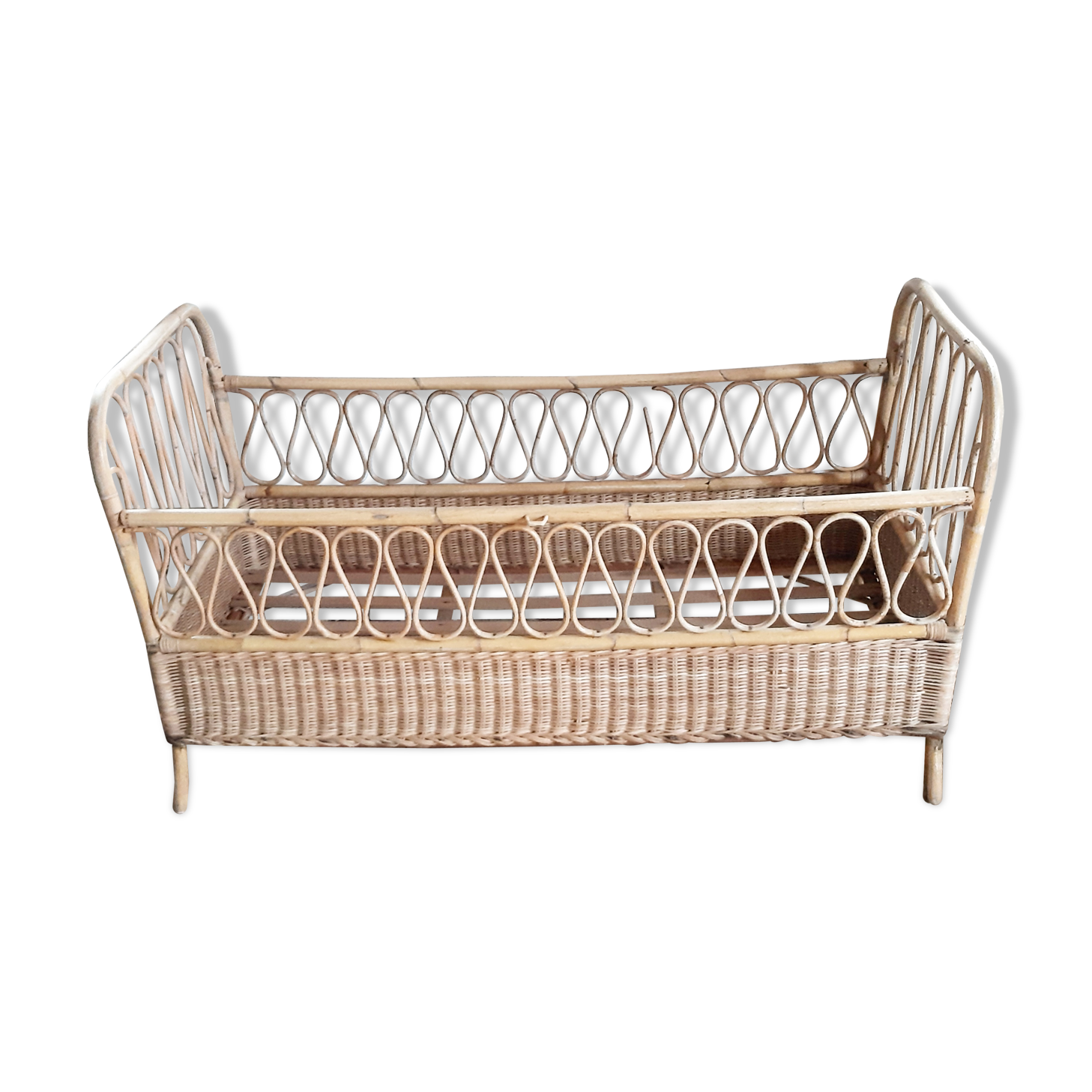 Vintage wicker and rattan cot