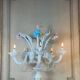 Multicoloured Venetian glass girandole from Murano with a dominant opaline blue, circa 1930.