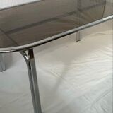 Glass and metal dining room table
