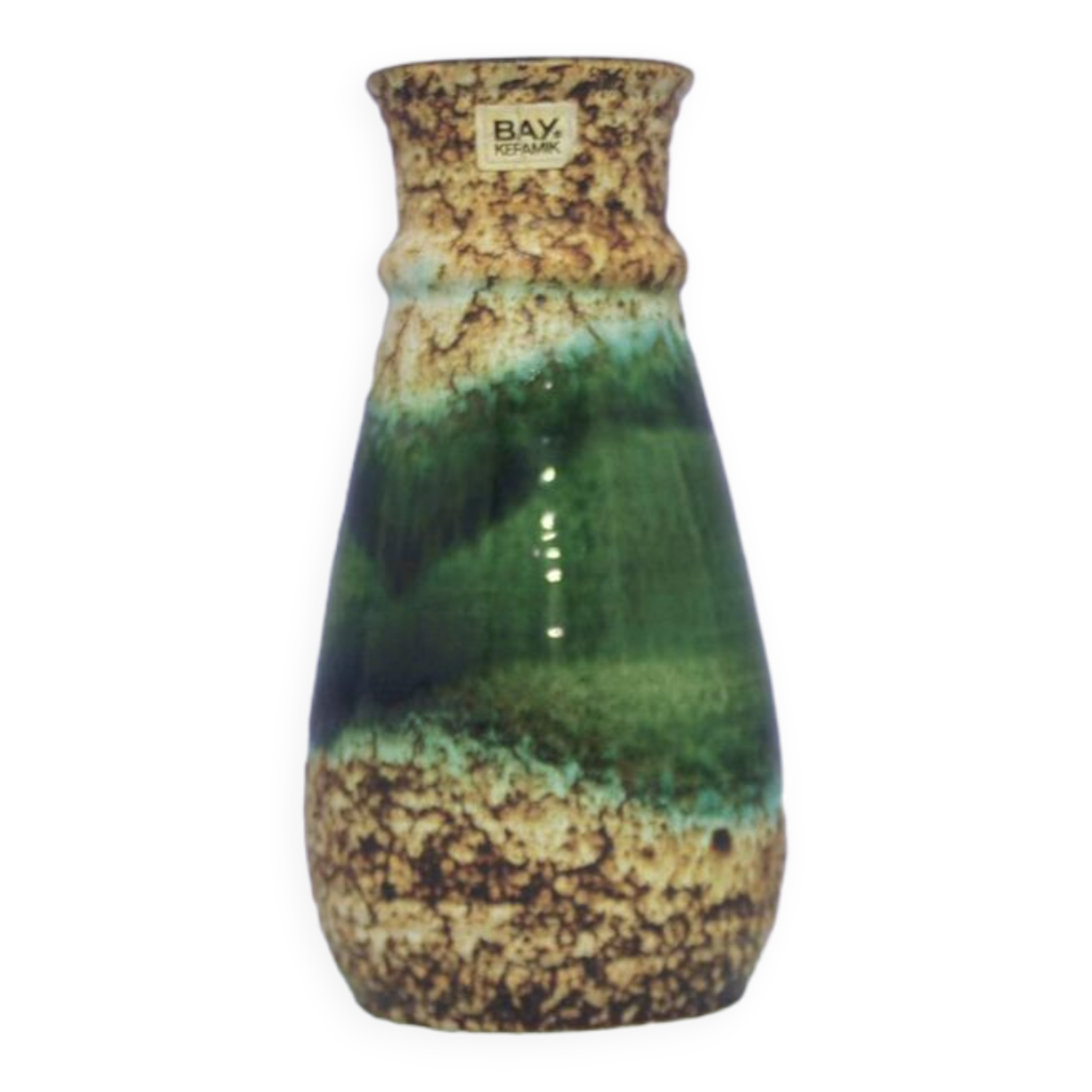 vintage brown and green Fatlava vase West Germany Bay Selency