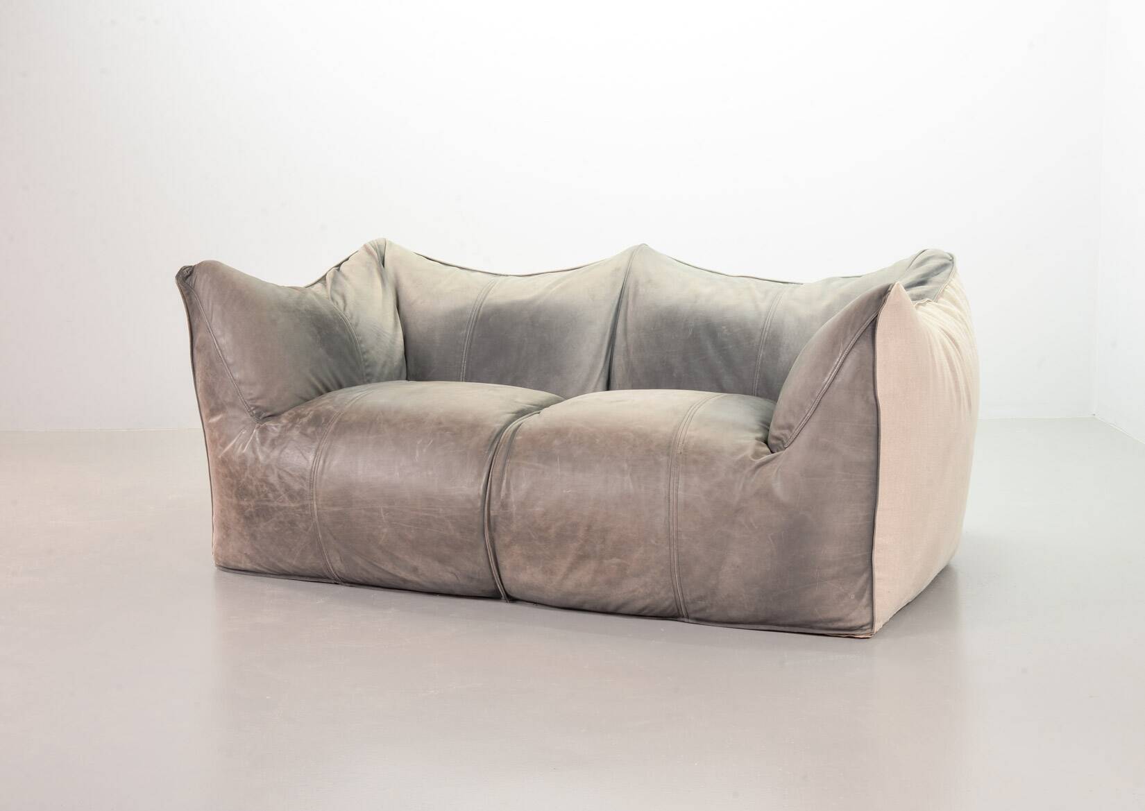 Mario Bellini 2-Seat Le Bambole Sofa for C&B Italia in Leather & Fabric 70s