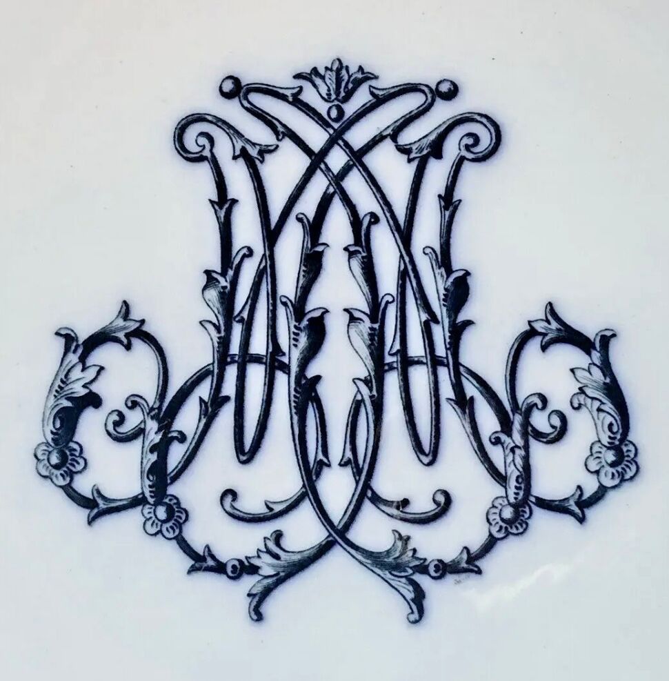 Old fruit bowl Brown Westhead Moore & co monogram XIX