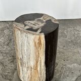 Small black, white and gray petrified wood side table H28cm D:18.5
