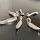 6 various animal shaped knife holders in silver metal