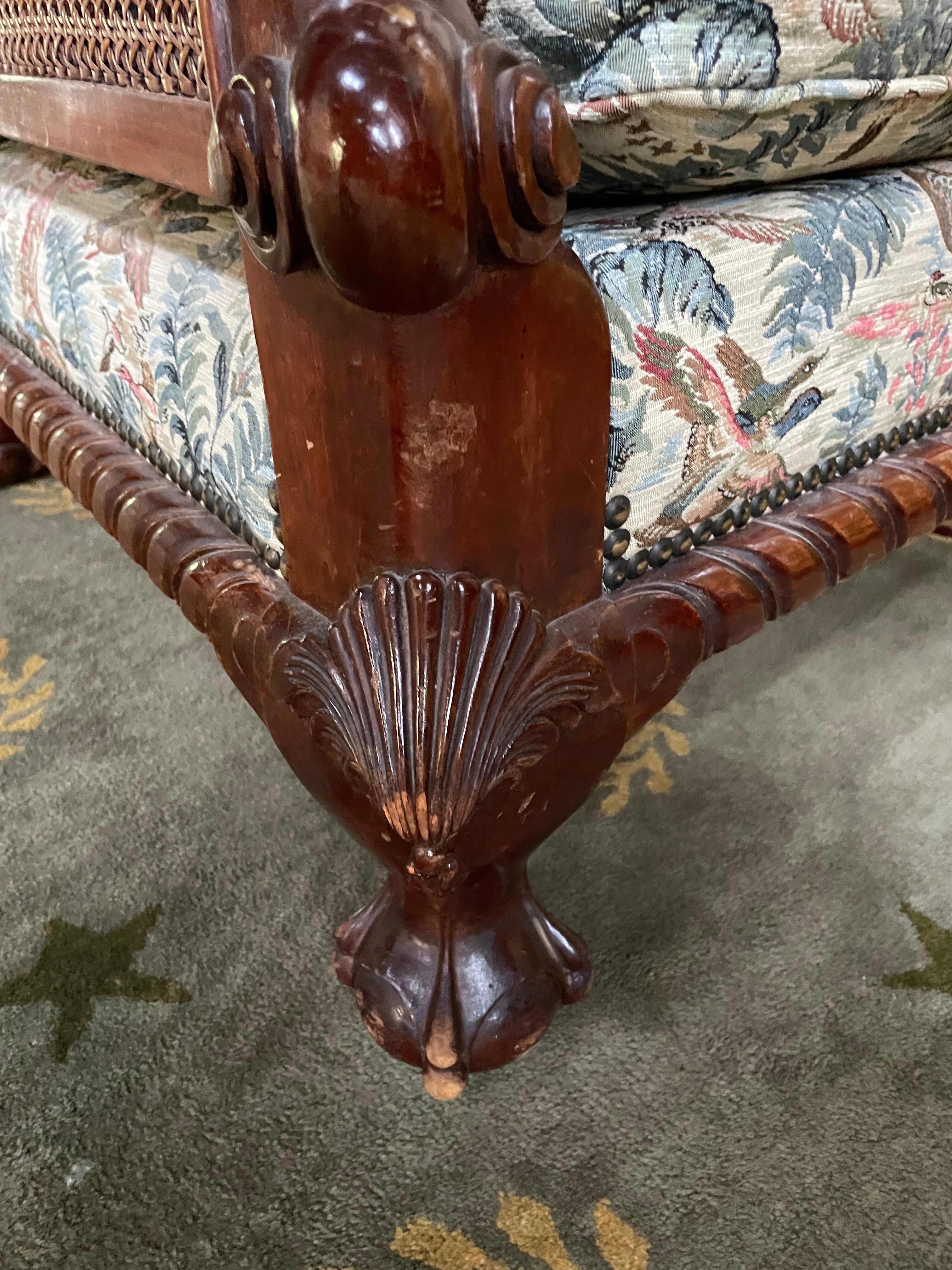 Pair of English mahogany and canning armchairs