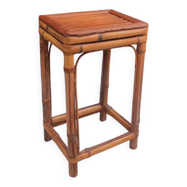 Sellette tabouret porte plante vintage bambou