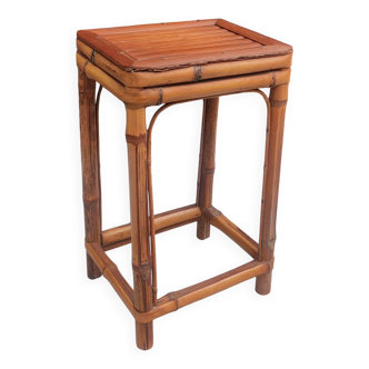 Sellette tabouret porte plante vintage bambou
