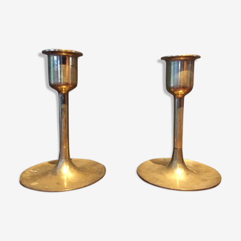 pair of small brass candlesticks