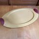 Vintage Yellow Lacquered Metal Tray with Red Plastic Handles