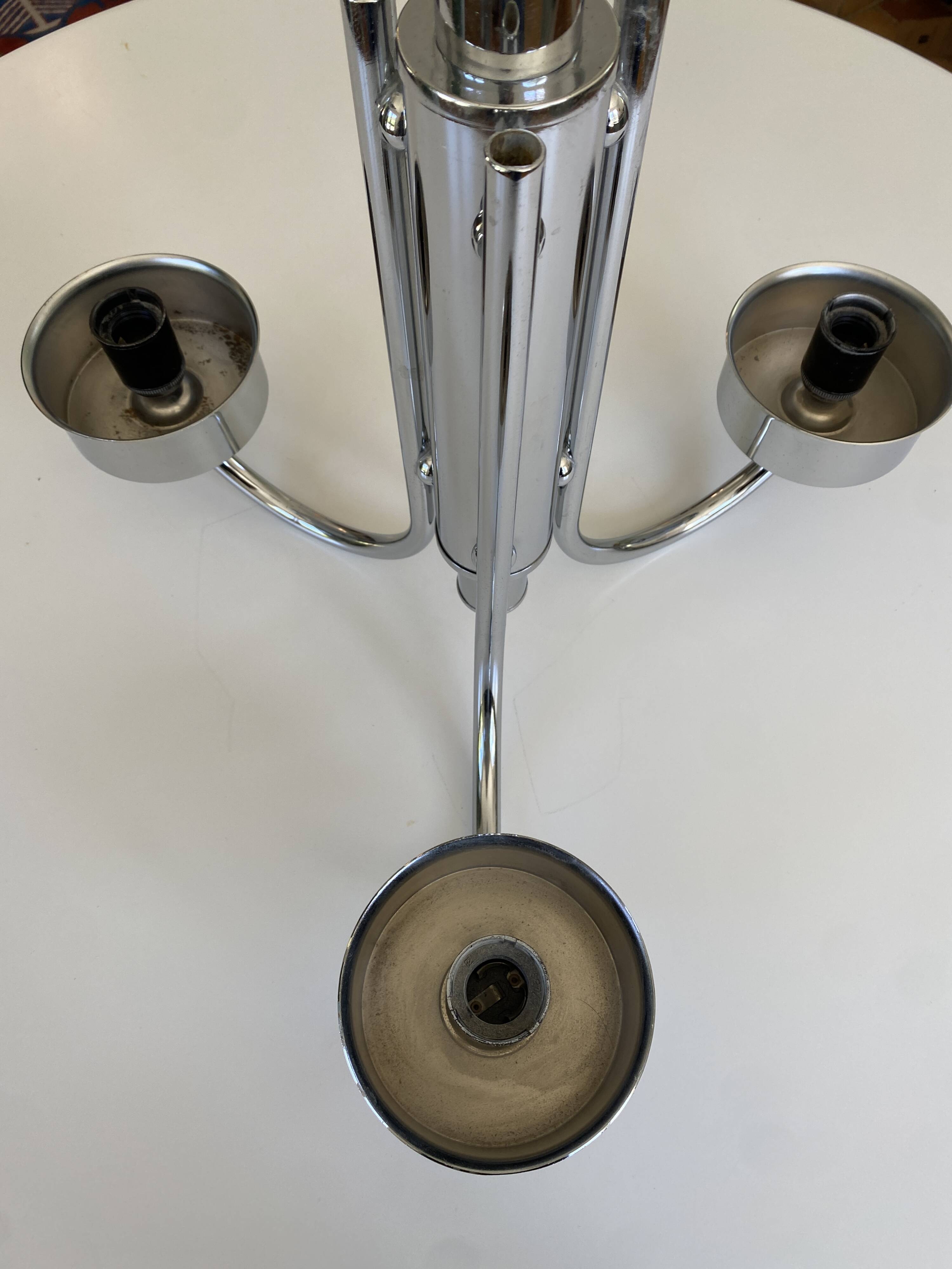 Large chrome metal Space Age chandelier