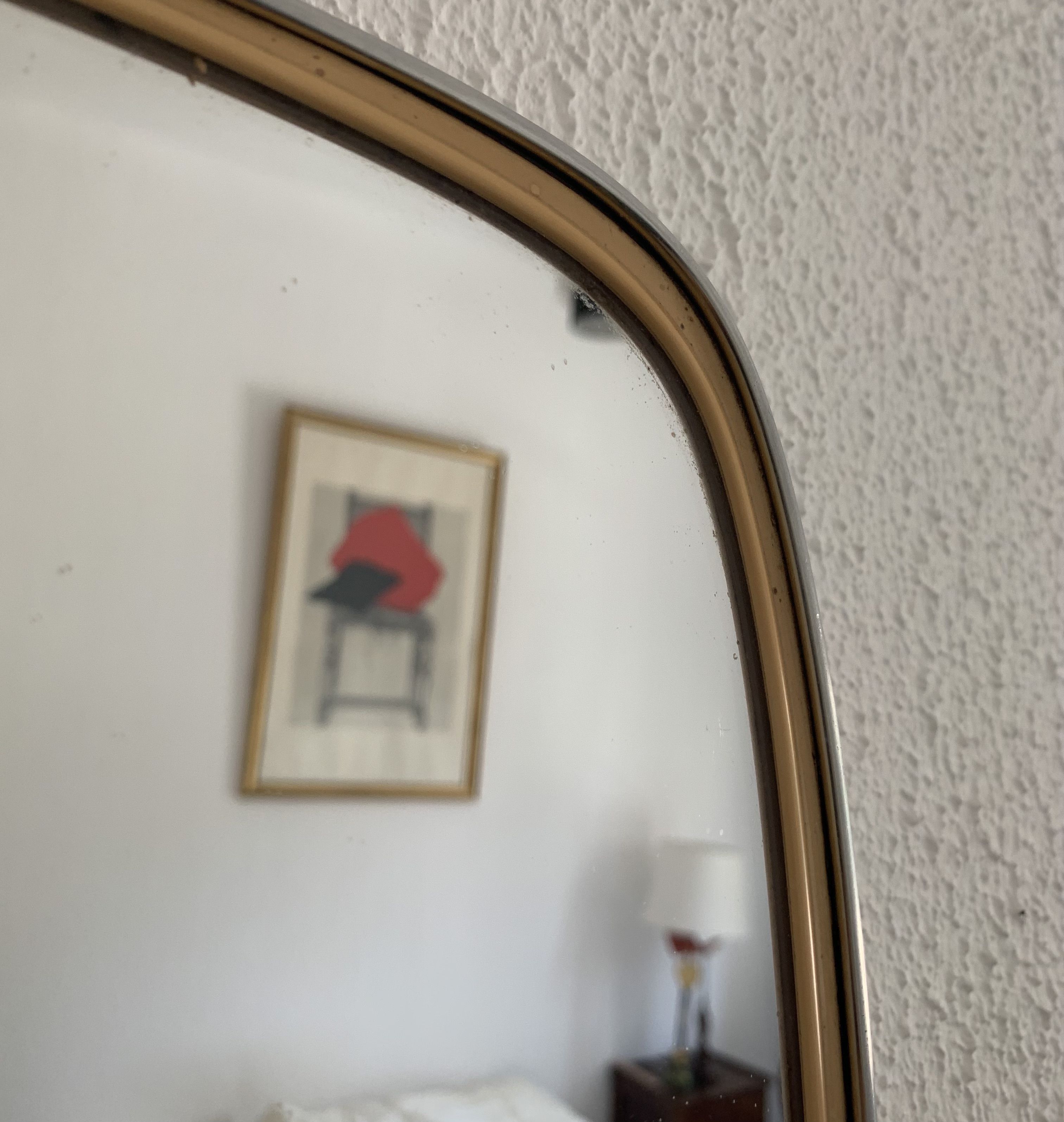 Vintage mirror 1960 asymmetrical mirror - 46 x 24 cm