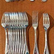 Christofle pearls, dessert cutlery 12 forks 12 spoons 17cm