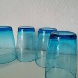 verre à eau /limonade en verre gravé bleu