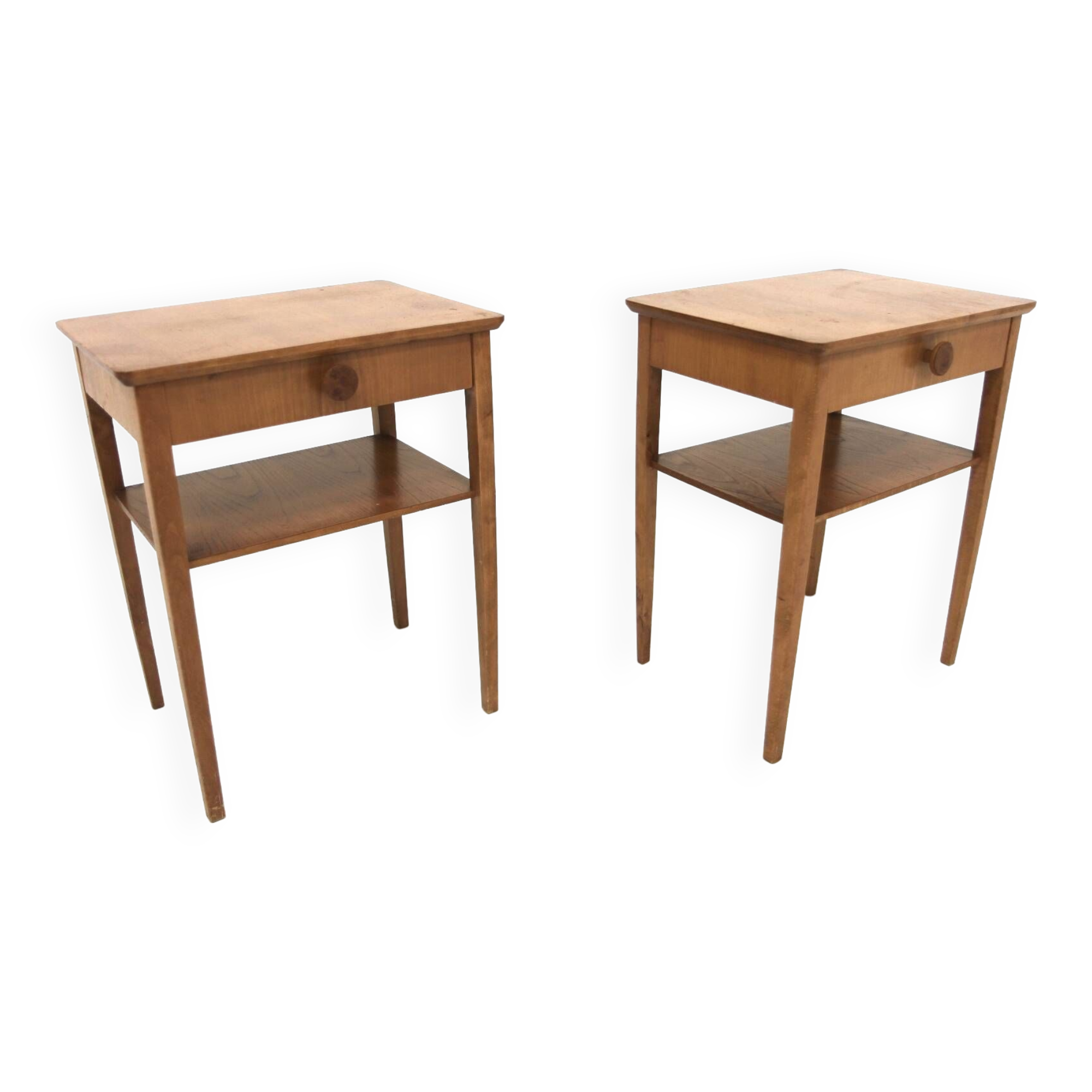 Pair of Swedish elm bedside tables, Sweden, 1950