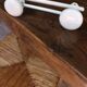 Vintage white metal coat rack with 2 hooks