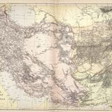 Antique  map of persia (iran) afghanistan, baluchistan. persian gulf. caspian 1886 map