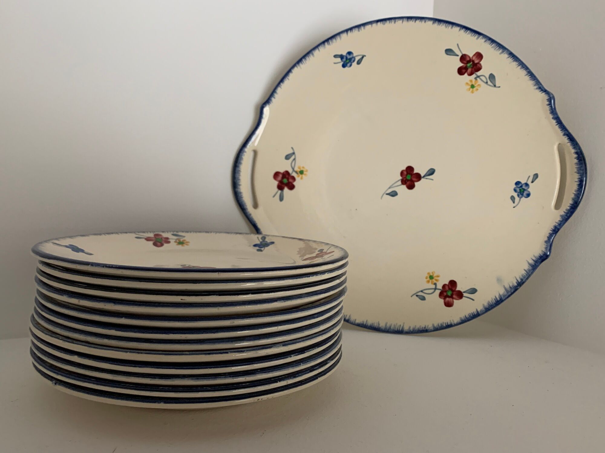 Dessert service 12 plates and 1 dish Mary Lou Digoin Sarreguemines