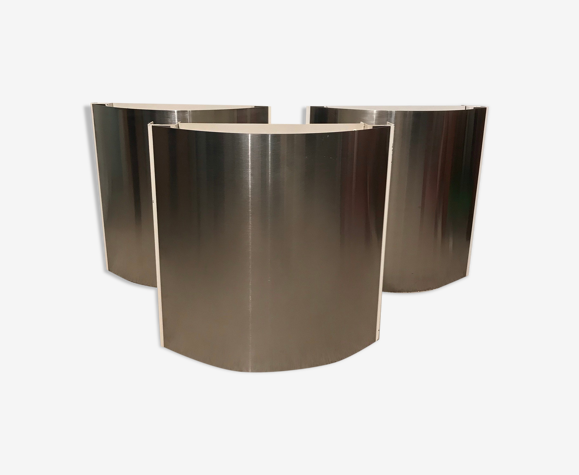 Lot de trois appliques, aluminium brossé 1970