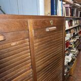 Antique double curtain oak cabinet