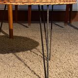 Ensemble 2 fauteuils et table basse en osier Raoul Guy 1950
