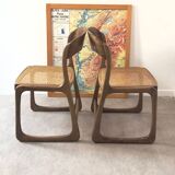 Paire de chaises cannée Baumann bémol - traîneaux