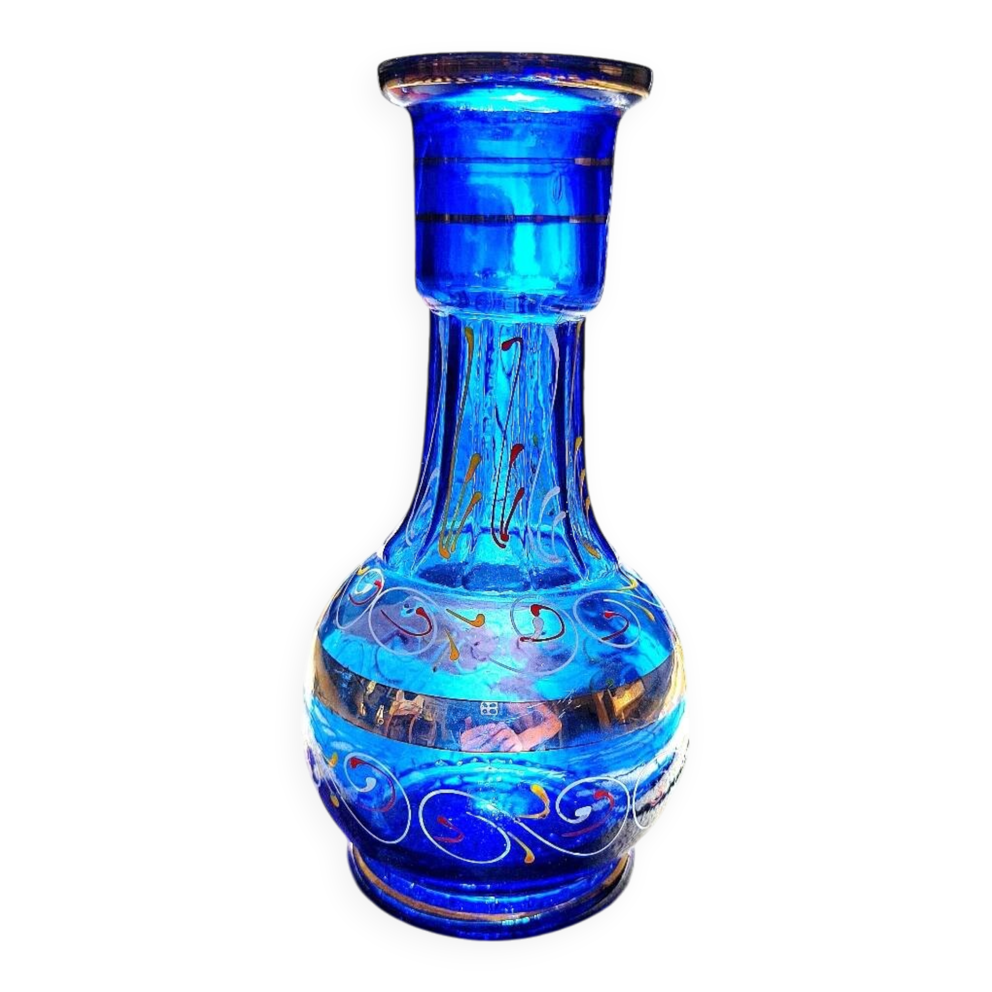 Vase en verre bleu