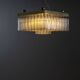 Bohemian flush-mount light in textured glass & brass, 1960s