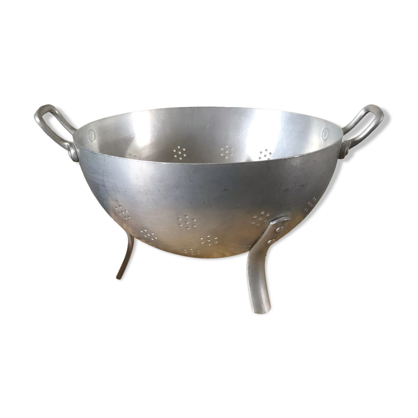 Passoire Ancienne En Aluminium Tripode - Diamètre 22 Cm - Marque TOURNUS UNIS - Occasion