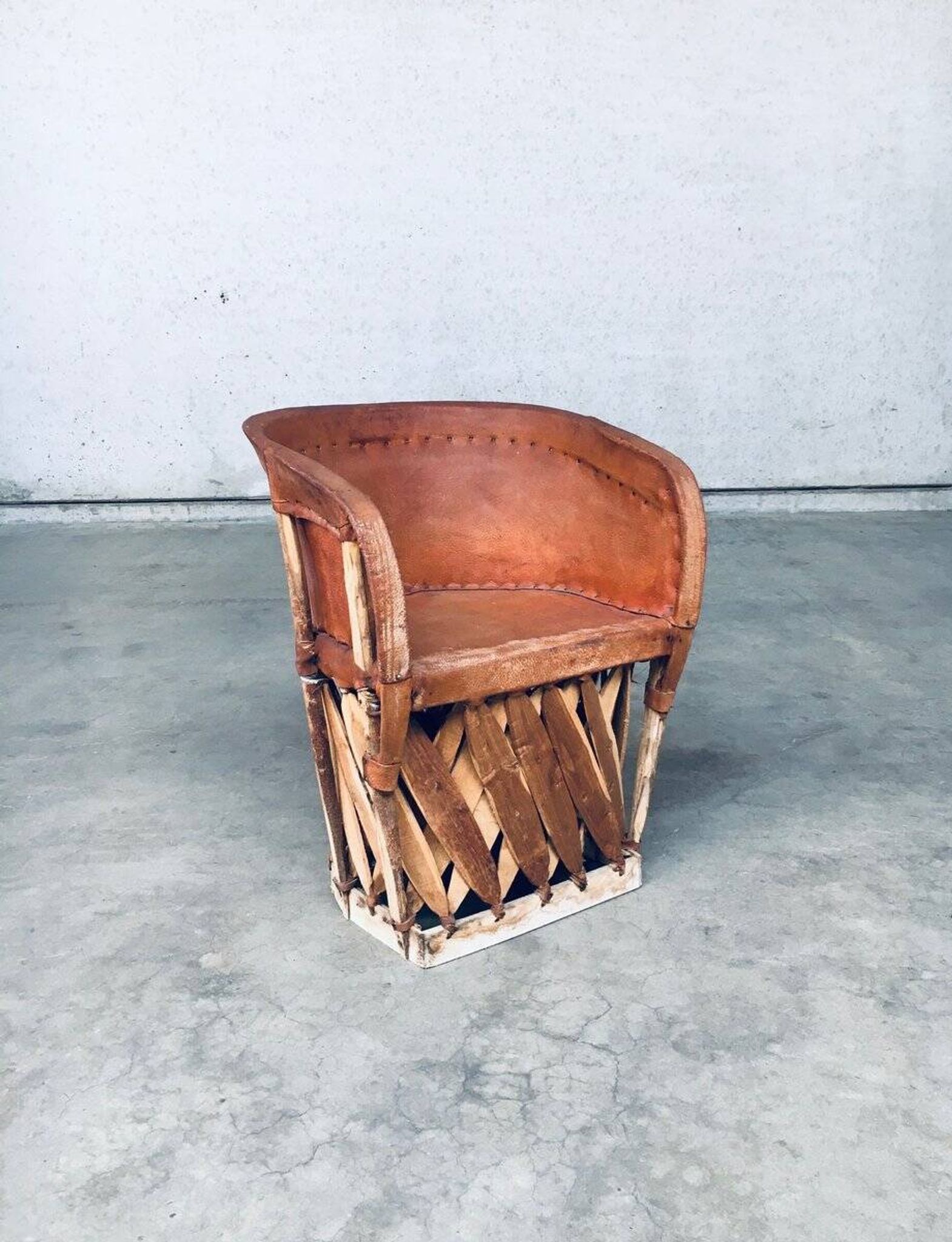 Mexican Art Populaire Artisan Made Leather Table & Chairs by Wim Rietveld, 1970s, Set of 5