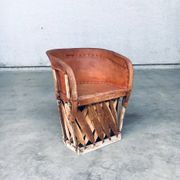 Mexican Art Populaire Artisan Made Leather Table & Chairs by Wim Rietveld, 1970s, Set of 5