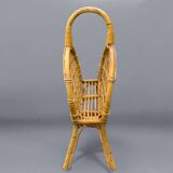 Vintage bamboo and wicker magazine rack