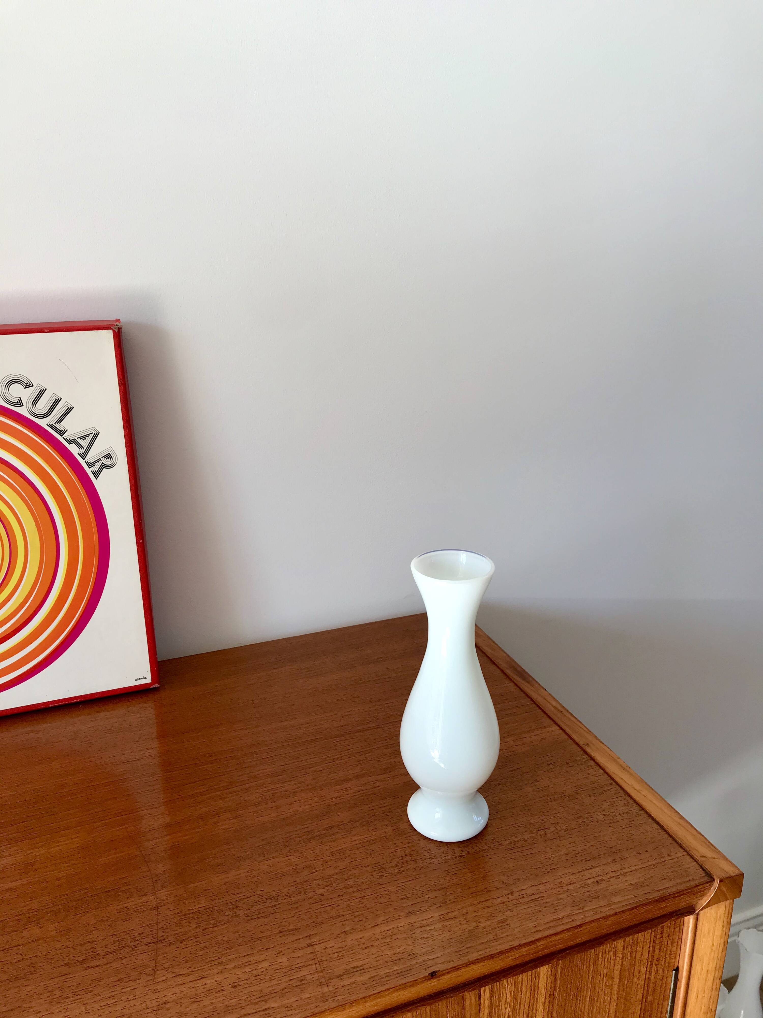 white opaline vase design from the 50s