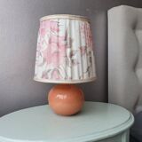 Ceramic table lamp with 80s fabric lampshade