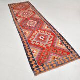 3x12 Kilim Red & Purple  Runner Rug, 102x355Cm