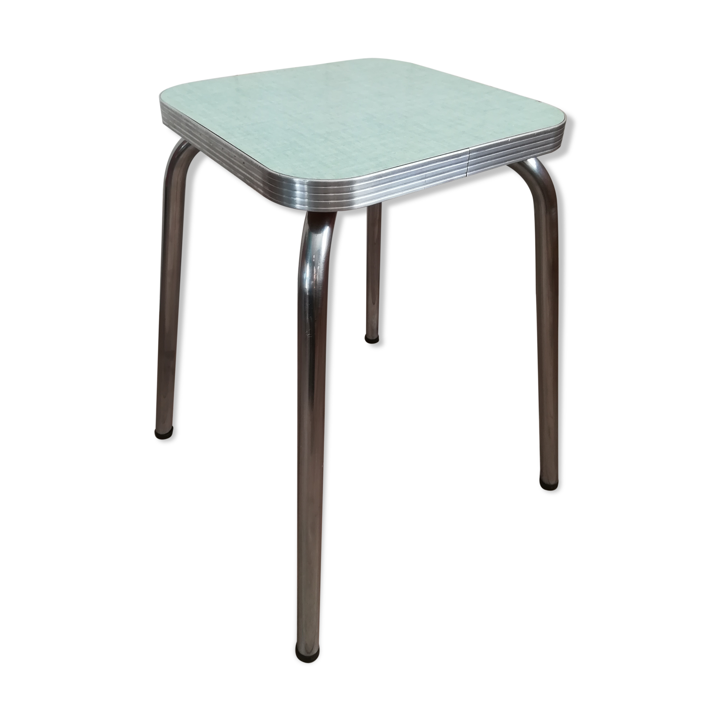 Vintage mint green formica and aluminum stool