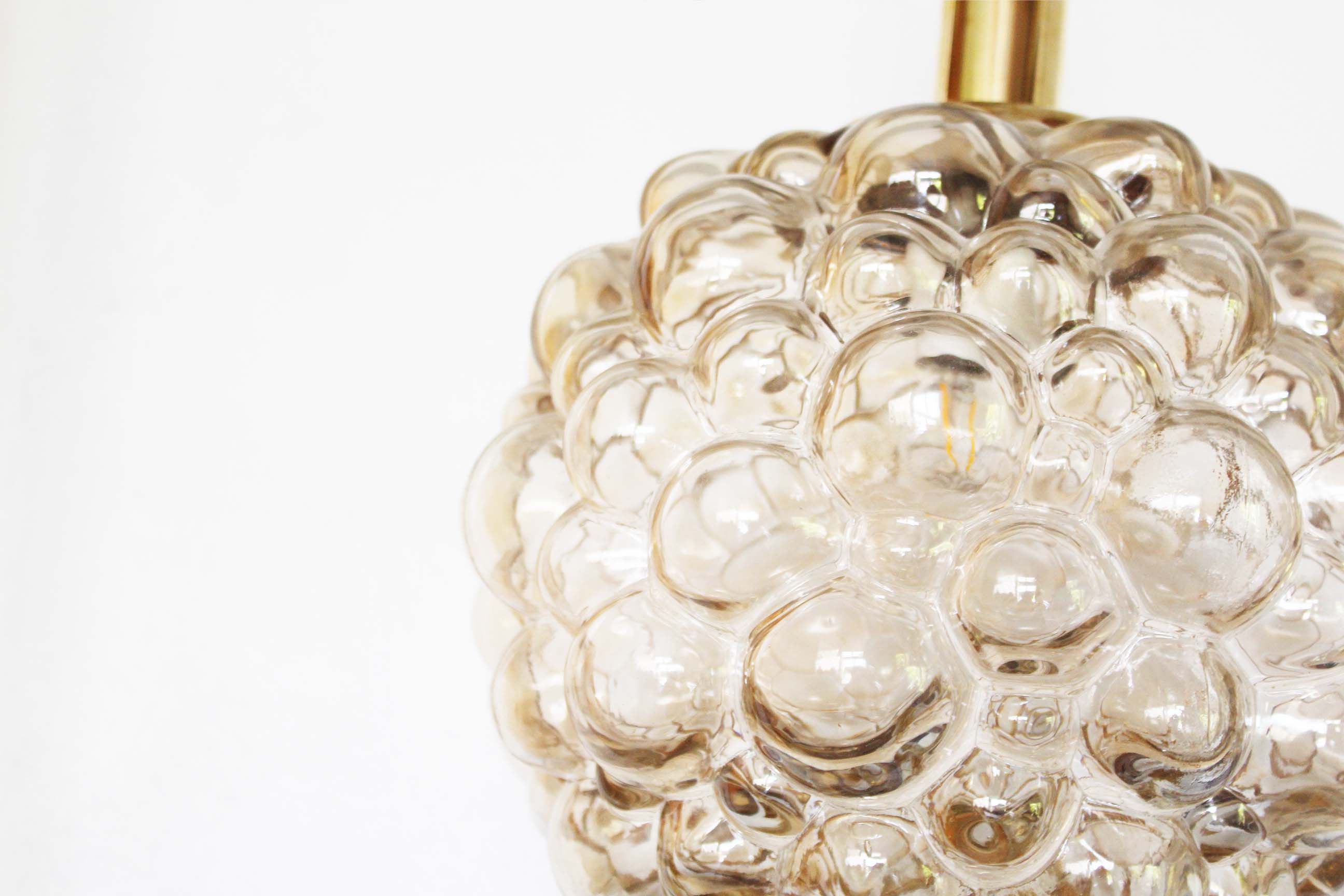 XL amber bubble glass pendant light by Helena Tynell for Glashutte Limburg