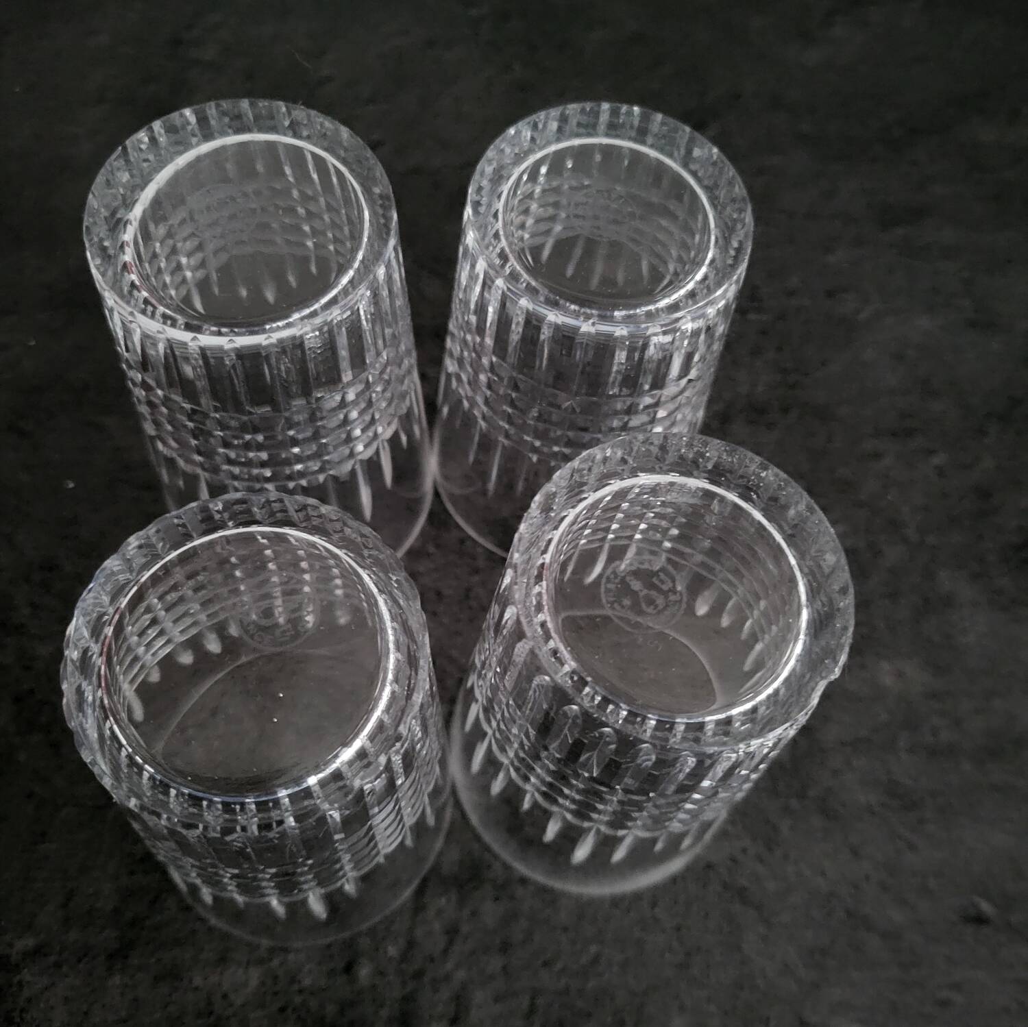4 vintage crystal tumblers from Baccarat, model Nancy.