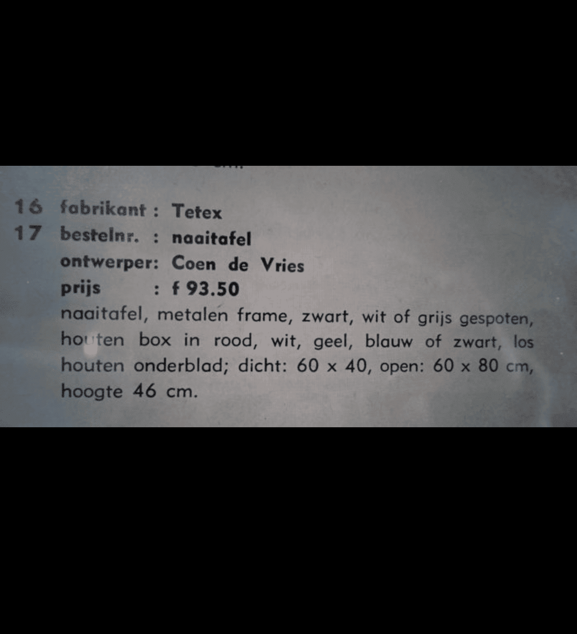 Boîte à couture moderniste de Coen de Vries pour Tetex, Pays-Bas, années 1950