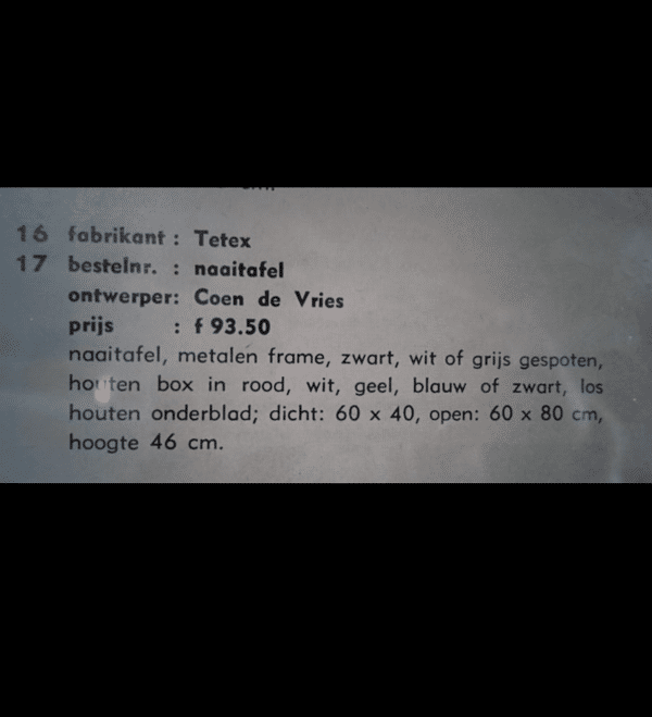 Boîte à couture moderniste de Coen de Vries pour Tetex, Pays-Bas, années 1950