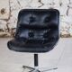 Black leather office chair by Charles Pollock for Knoll