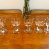 Set of 5 vintage stemmed glasses