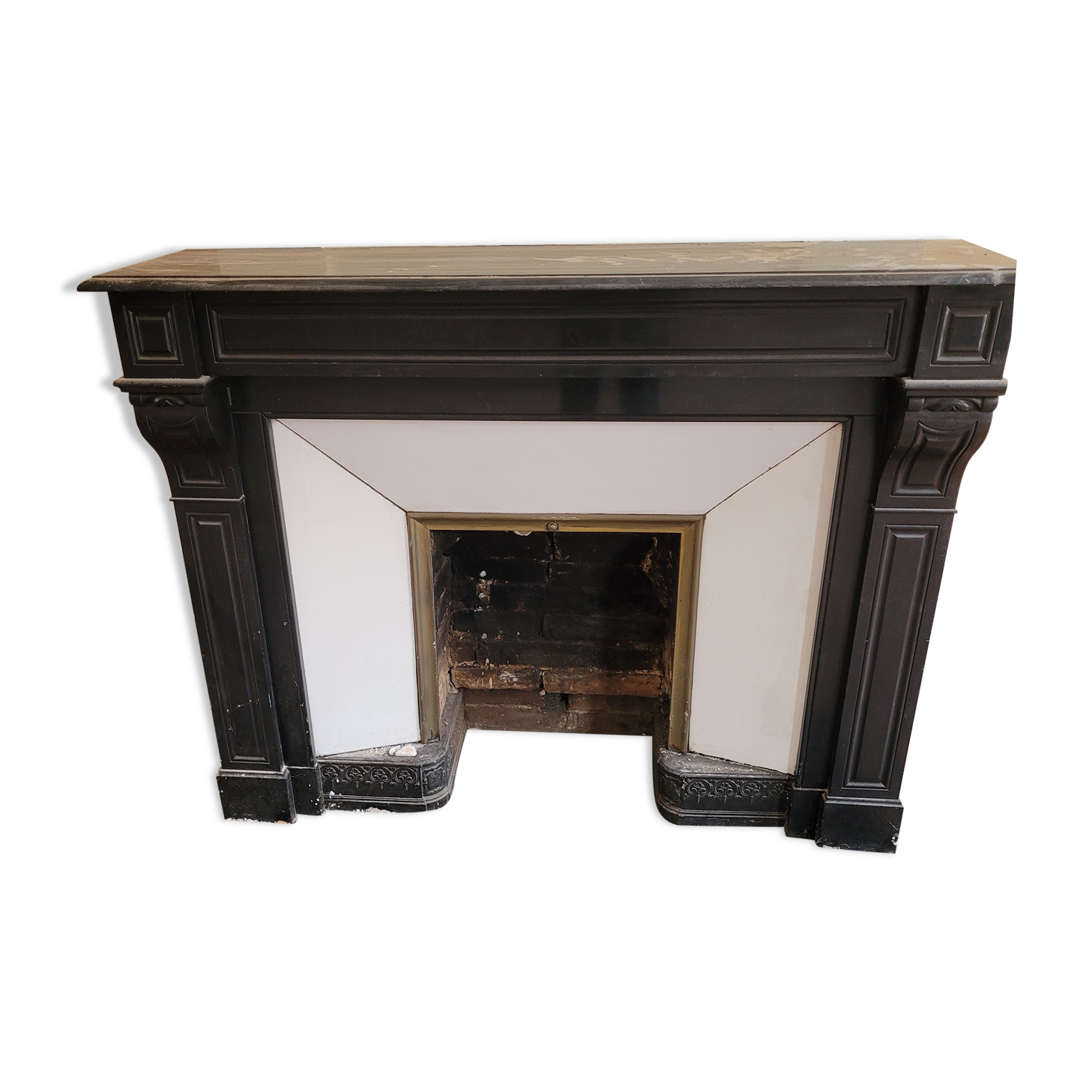 Belgian black marble fireplace without veining