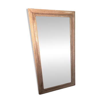 Large bevelled floor mirror in oak