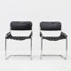 Set Vintage italian chairs black leather and chrome 1970s