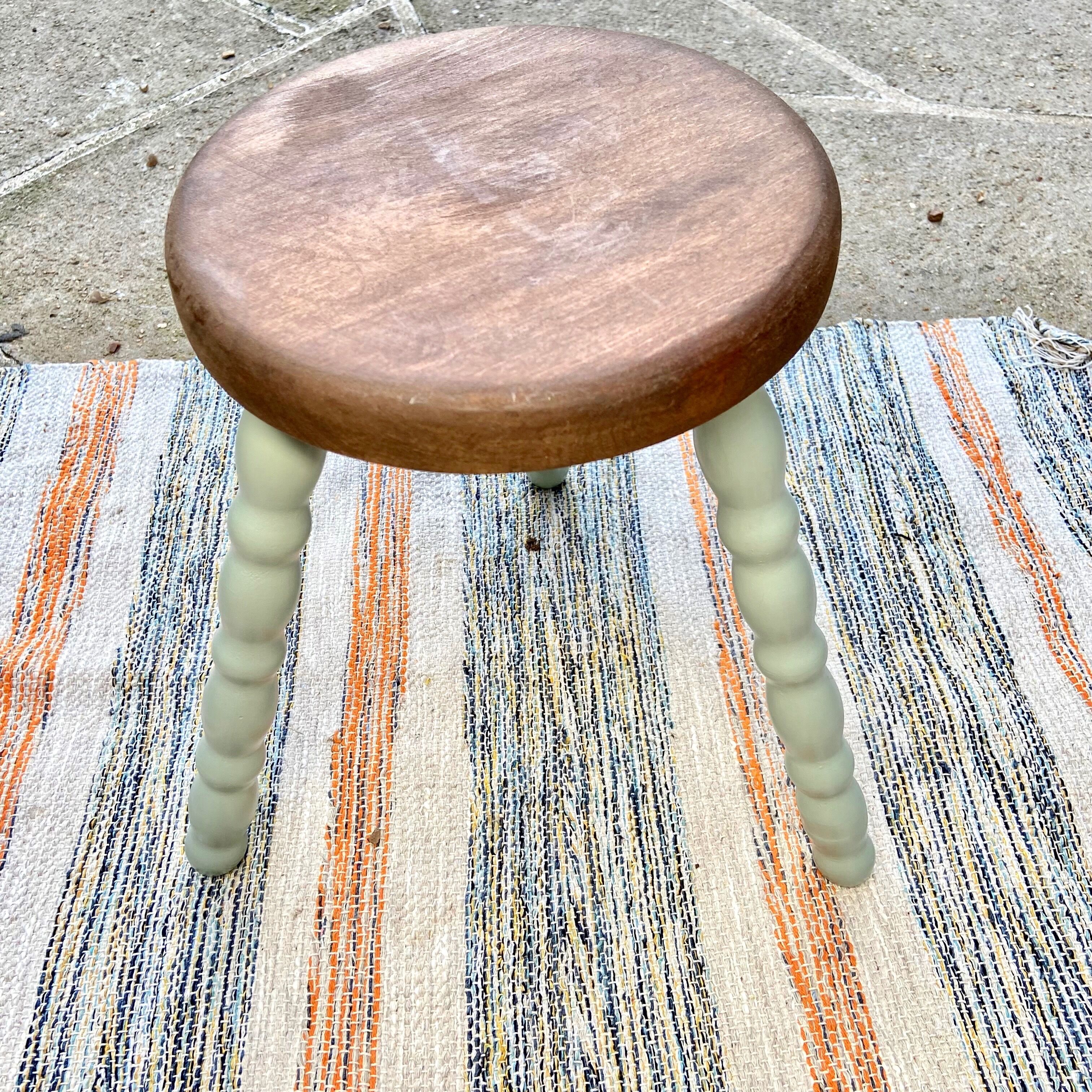 Tripod stool feet coil mint green color