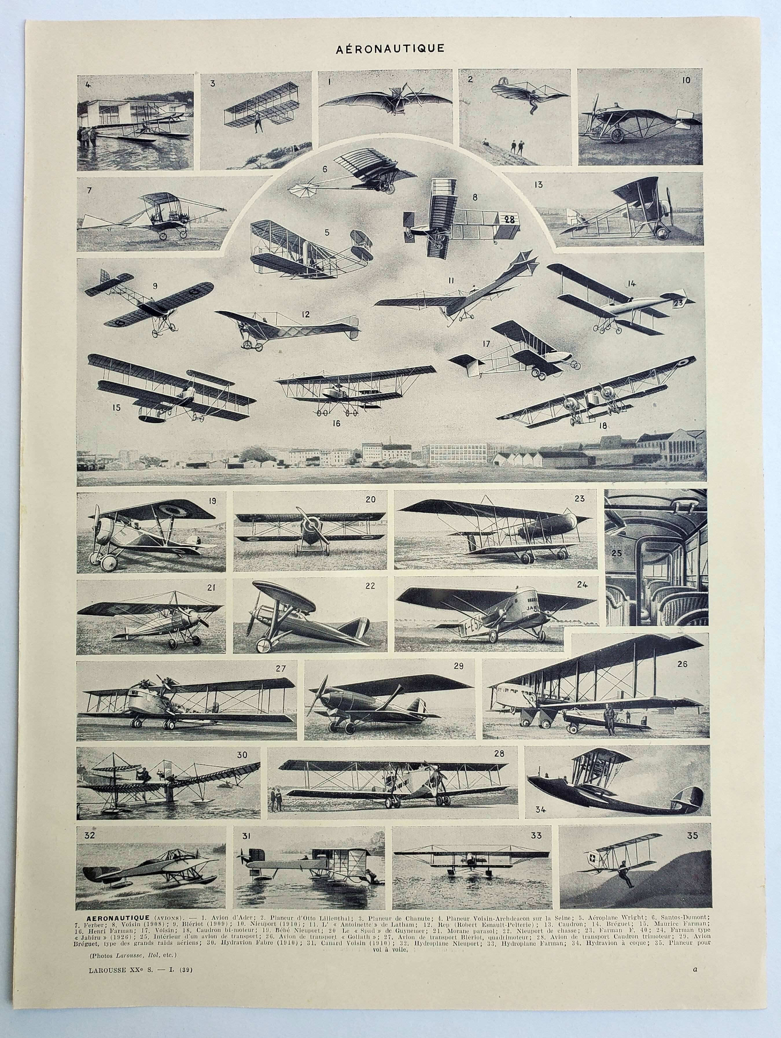 Gravure ancienne 1928, Aéronautique d'époque, avion, planeur — free download