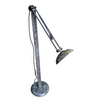Vintage Italian floor lamp with gray marble effect and oval dome
