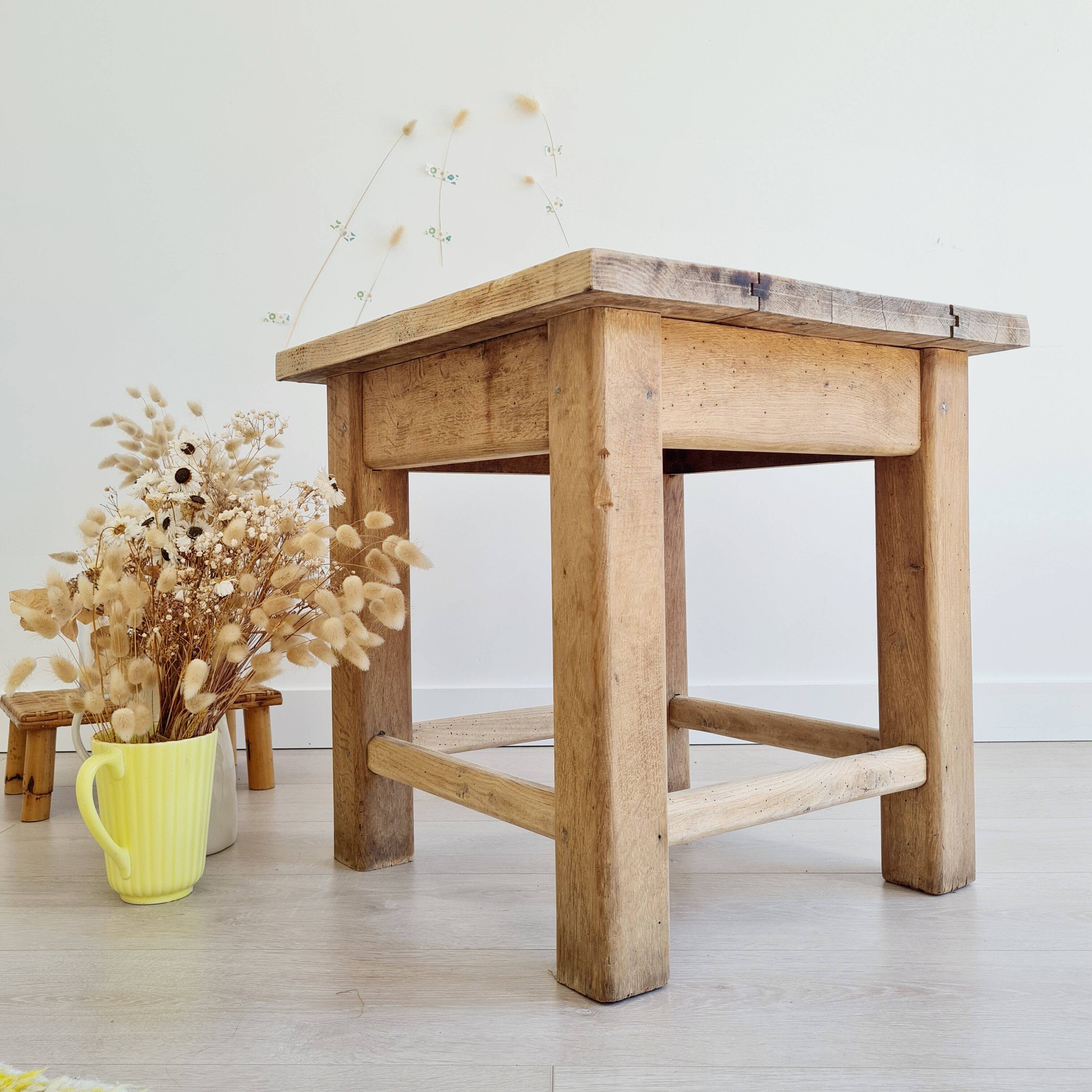 Brutalist table - oak side table