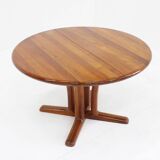 Table de salle à manger ronde extensible vintage Dyrlund danoise en teck massif