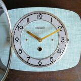 Vintage formica clock silent rectangular wall clock "Manufrance green"